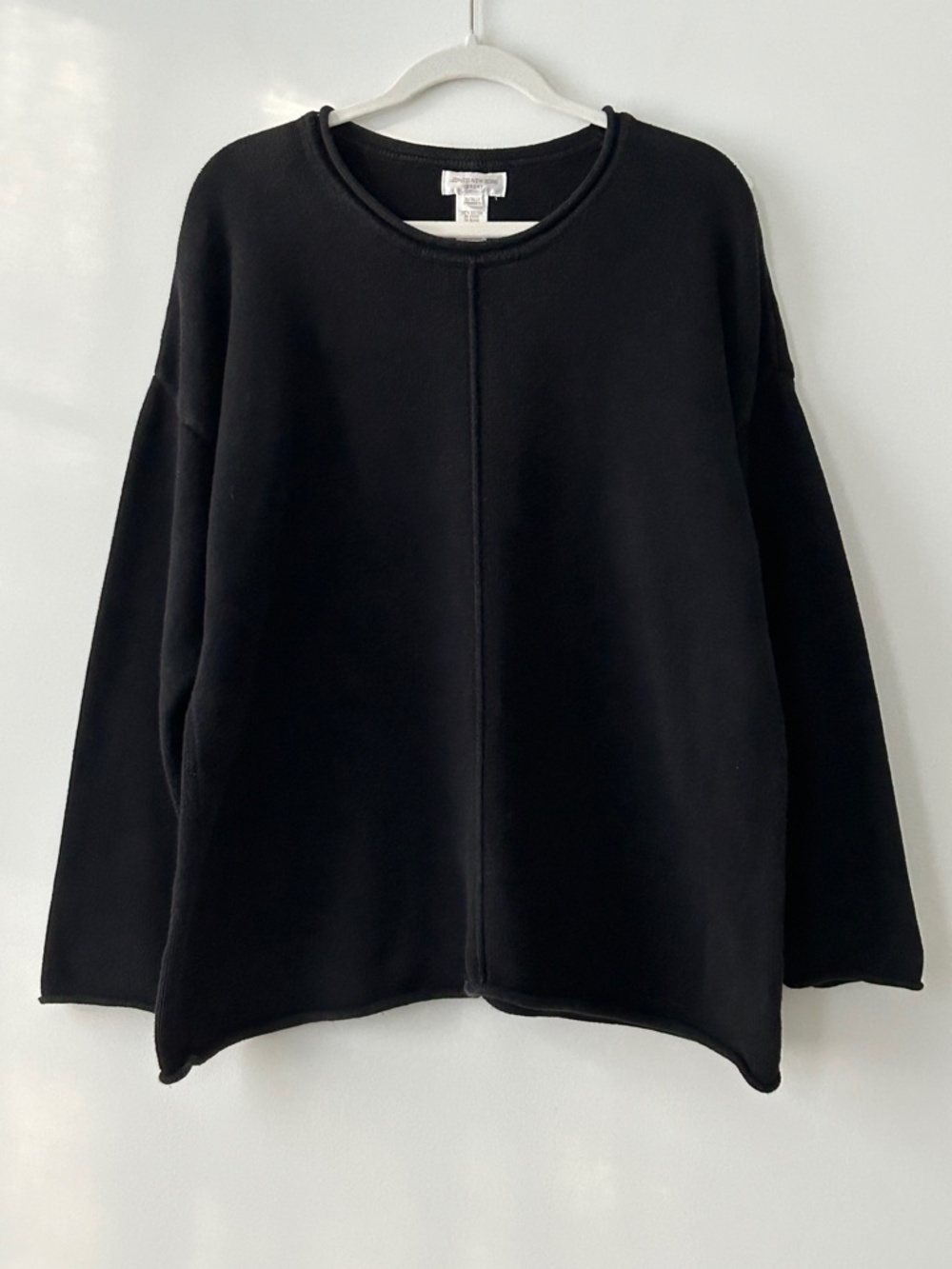 Jones New York Sport 100% Cotton Black Roll Edge Crewneck Sweater